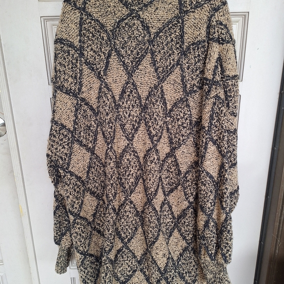 Karen Scott II Argyle Knit Sweater Coat Plus Sz2X Shoulder Pads Knee Length - Picture 8 of 11